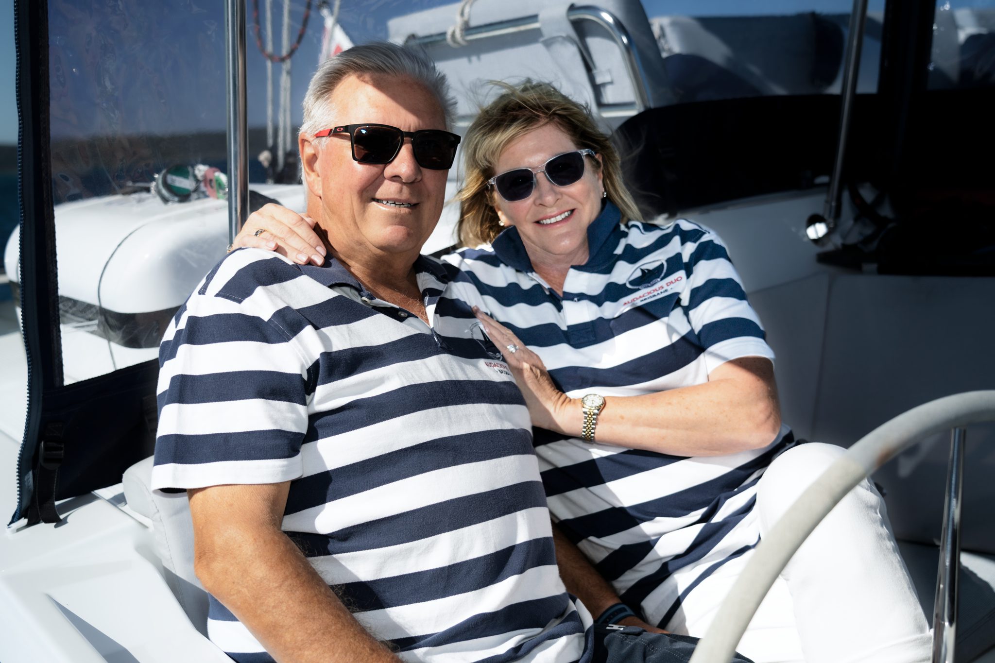 Tina and Steve aboard Audacious Duo